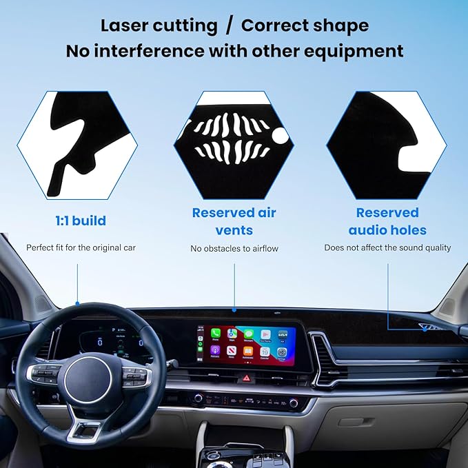 Dash Cover Mat Compatible with Kia Sportage 2023 2024 2025 (NQ5) Car Interior Dashboard Cover Mat Nonslip Dashmat Sunshade Glare UV Rays Protector Accessories Custom Fit