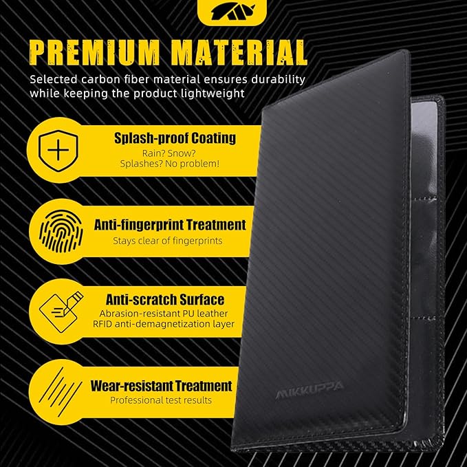 MIKKUPPA Car Registration and Insurance Holder - Car Card Holder with Magnetic Shut, Glove Box Organizer for Documents, Cards, License (Black)