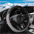 Car Steering Wheel Cover, Leather Elastic No Inner Ring Vehicle Steering Wheel Protector for 14.5-15Inch, Anti Slip Auto Interior Protection Accessories, Universal for SUV Sedan Truck (Gray)