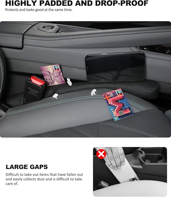 Nosxxus Car Seat Gap Filler Universal for Car SUV Truck Fit Organizer Fill The Gap Between Seat and Console Stop Things from Dropping 2Pcs