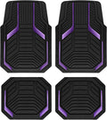 PIC AUTO Heavy Duty Rubber Floor Mats, Purple Aluminum Film Car Mats Set, Front and Rear Car Mats with Anti-Slip Backing, All Weather Protection, Trim-to-Fit for Automotive SUV, Sedan, Van