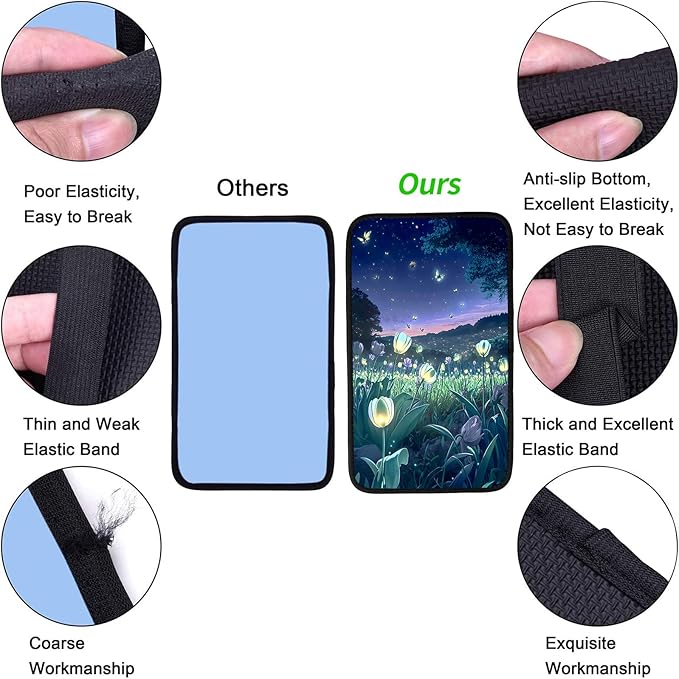 JANENFNA Car Armrest Cover Pads Universal Fashion Cute Auto Center Console Armrest Cover Pad with 2PCS Car Coasters Soft Waterproof Car Armrest Seat Protector for Women,Beautiful Flower Sea