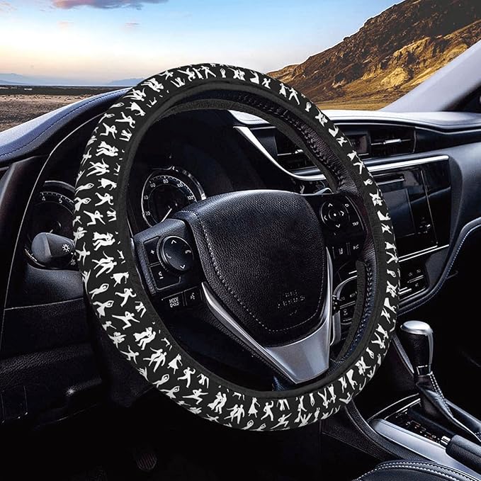 FeHuew Dancing Men Women Steering Wheel Cover for Women, Girls 15 inch Universal Auto Car Anti Slip Wrap Steering Wheel Covers Fit for Vehicles, Truck, SUV