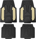 FH Group Automotive Floor Mats, Heavy-Duty Rubber, Stripe Design, Universal Fit Full Set, Trimmable Climaproof Floor Mats for Most Sedan, SUV, Truck, Beige