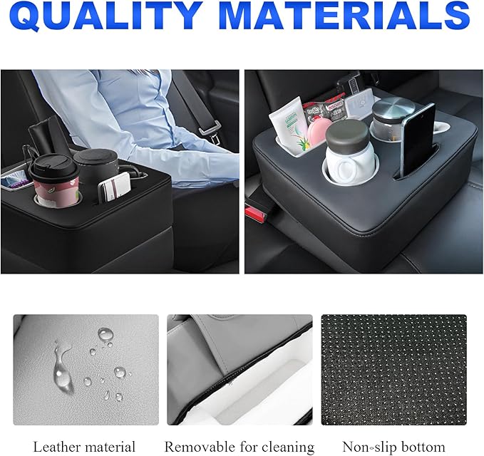 Kewucn Car Back Seat Organizer, Leather Sofa Cup Pocket, Waterproof Pillow to Store Drink Snack Phone, Universal Auto Couch Holder for Car, RV, Bed (Gray)