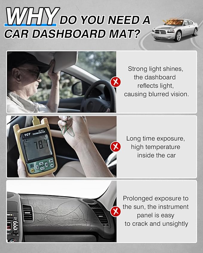 CARTIST Dash Cover Custom Fit for Dodge Charger 2008 2019 2010 Accessories Dashboard Cover Mat Non-Slip Pad Carpet Anti-Glare