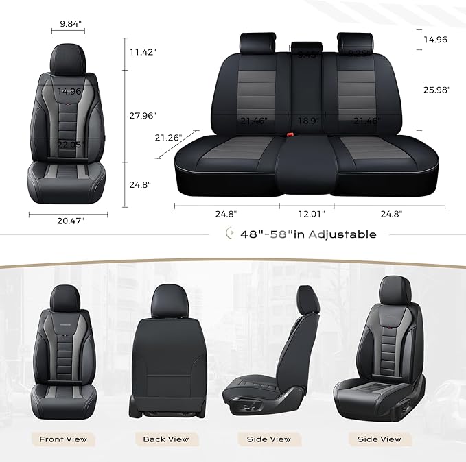 Coverado Car Seat Covers Full Set, Seat Covers for Cars, Front Seat Covers and Back Seat Cover Waterproof Leather Automotive Seat Cover, Universal Car Interior Protectors Cushion for Most Cars