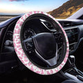 Universal Non-Slip Steering Wheel Cover, 15-inch Polyester Material Driving Accessories, Adjustable for Car and Truck(Pink White Cow Print)