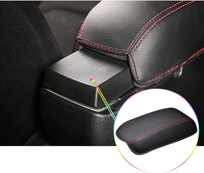 Auto Central Console Armrest Pad Fit for 2015-2022 Renegade Seat Box Cover Jeep Automotive Car Center Console Soft Cushion (Red Line)
