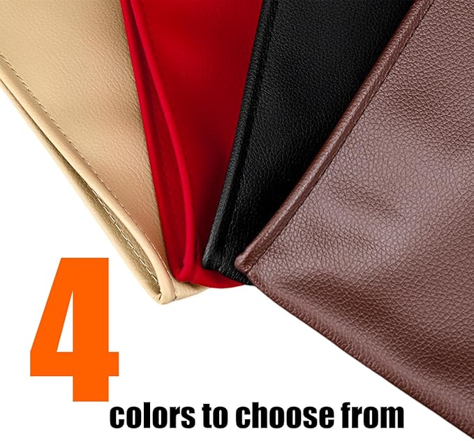 Hanging Car Trash Bag, Foldable Magnetic Garbage Can with Smart LED for Front Back Seat, Multi-Functional Waterproof Leather Rubbish Bag Storage Pocket, Car Accessories (Red)
