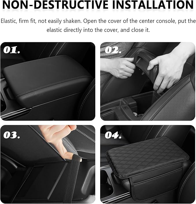Car Center Console Cover for Hummer H2 2003-2009, Car Armrest Cover Cushion Arm Rest Cover Auto Interior Arm Rest Seat Box Pad Accessories,Bla-ck