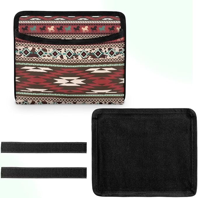 Renewold Car Side Pocket Organizer, Front Back Seat Storage Pocket for Car, Universal Auto Console Door Window Storage Bag for Interior Organizer, Holder for Phone Sunglasses, Southwest Aztec Horse