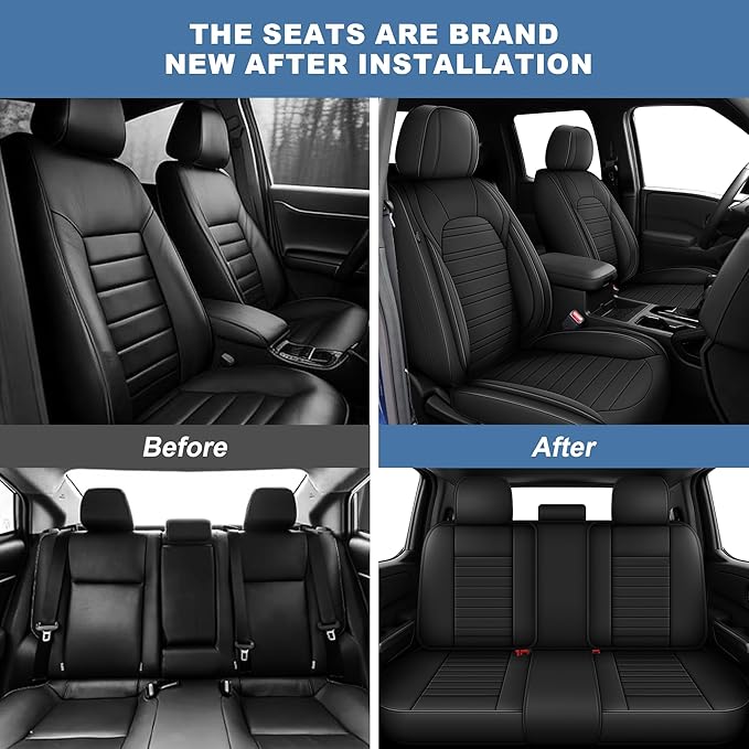 Ahsrnl Seat Covers Fit for Mitsubishi Eclipse Cross 2018-2025 2026 Faux Leather Waterproof Seat Covers (Full Set, Black)