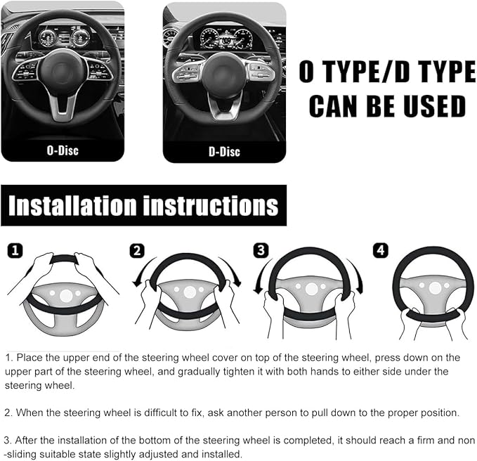 Car Steering Wheel Cover, 15 Inch Leather D-Shaped Comfy Grip Steering Wheel Protector, Anti-Slip Steering Wheel Cover with 3D Honeycomb for Most Vehicles, Car Accessories (Red)