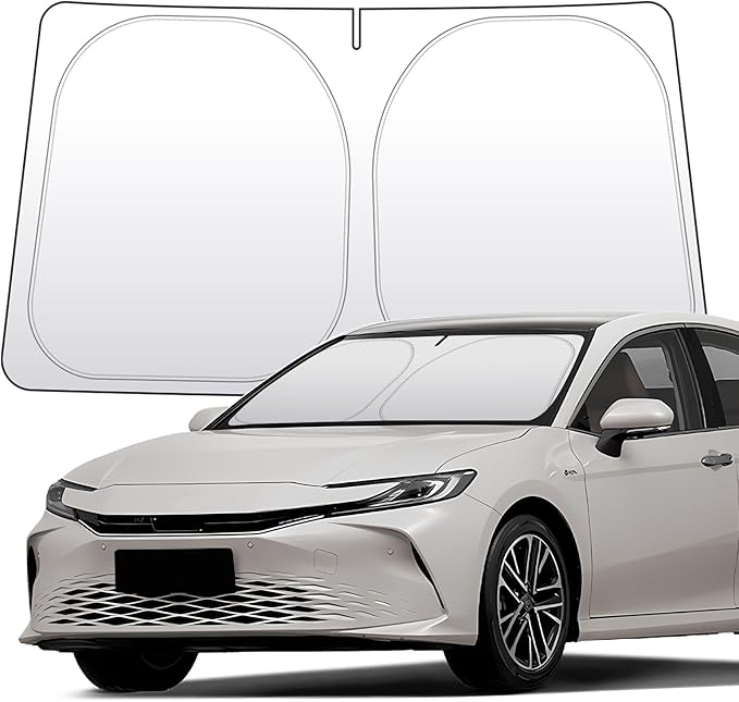Thickened 2-Layer Front Windshield Sun Shade Compatible for Toyota Camry XV80 2024-present, Foldable Custom Fit Sunshade Blocks 99% Heat, Keeps Car Interior Cool (for Camry XV80 2024-present)