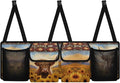 Highland Cow Sunflower Car Backseat Hanging Trunk Organizer with 4 Pockets Multipurpose Adjustable Car Organizer Bag Auto Interior Accessories