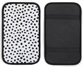 Animal Print Dots Black White Dalmatian Car Center Console Cushion Pad,Waterproof Armrest Seat Box Cover Protector,Comfortable Car Decor Accessories Fit for Most Cars, Vehicles, SUVs