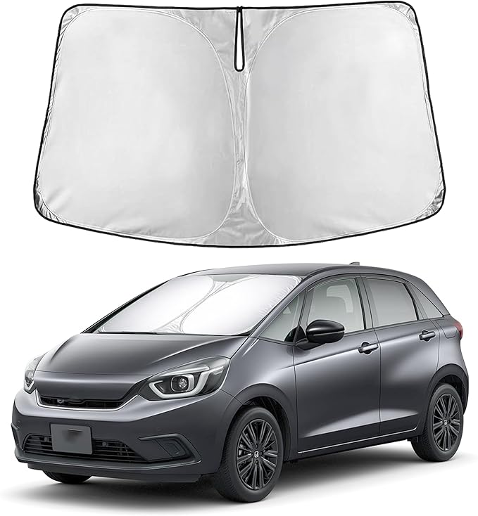 EcoNour Windshield Sun Shade Compatible for Honda Fit 2007–2020 | Hatchback Front Window Sunshade | Foldable Sun Visor Protector | UV & Heat Blocking | Keeps Interior Cooler