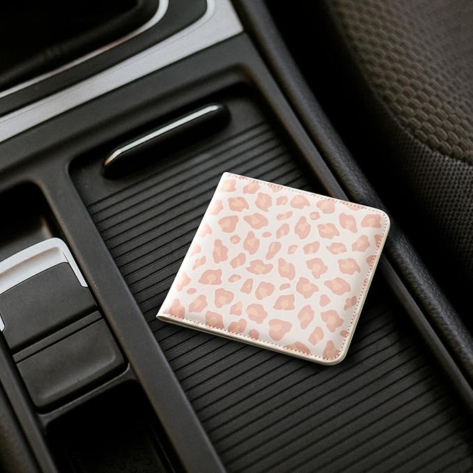 CoBak Car Registration and Insurance Holder - Small and Lightweight Vehicle Glove Box Car Organizer, Auto Truck Comparment Accessories Case for Essential Document, Driver License (Pink Leopard)