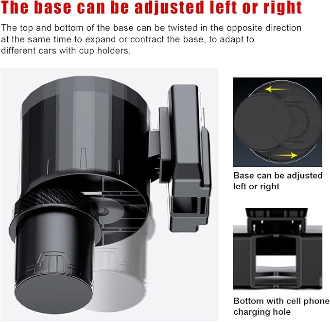 Car Cup Holder Expander Adapter, Adjustable 3 in 1 Cup Holder Expander with Phone Holder & Card Organizer, Fits Less Than 4.1'' Bottles for 2.56''-3.94'' Cup Holder, Car Accessories
