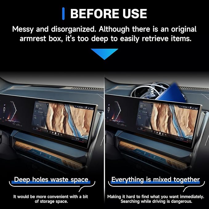 SXCY for 2025 2026 BMW X3 Dashboard Organizer Tray [14.9 Navi+12.3 Dash Whole Screen Only] for 2025 2026 BMW X3 Accessories Screen Back Console Tray 2025 2026 X3 Behind Dash Console Organizer