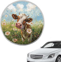 Cow Grass Daisy Flower Pattern Steering Wheel Sun Shade Cover Keep Cool in Summer Steering Wheel Sun Shade Cooling Cover for Car Truck Van SUV Steering Wheels Accessories