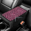 Dreaweet Purple Leopard Print Car Center Console Cover Cheetah Car Accessories Center Console Cover for Women,Universal Arm Rest Cover for Car Console Covers with Pockets for Truck Sedan SUV