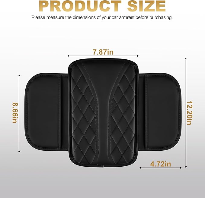 Center Console Cover Fit for Pilot: Scratch and Wear Resistant Console Cover Leather with 2 Storage Bags -Upgraded Armrest Coverfor Car,Anti-Scratch Auto Armrest Pad Accessory （Black