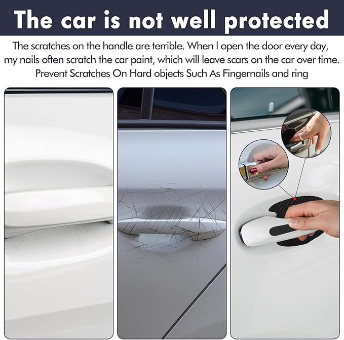 16pcs Car Door Handle Scratch Protector,Car Door Handle Protector Film, Protective Sticker-Anti-Scratches, Non-Marking,Easy Application (Black)