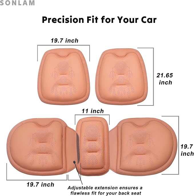 Comfort Dreamcatcher Car Seat Cushion Non-Slip - Relaxing, Optimal Support & Posture for Long Drive (Front Seats (Orange))