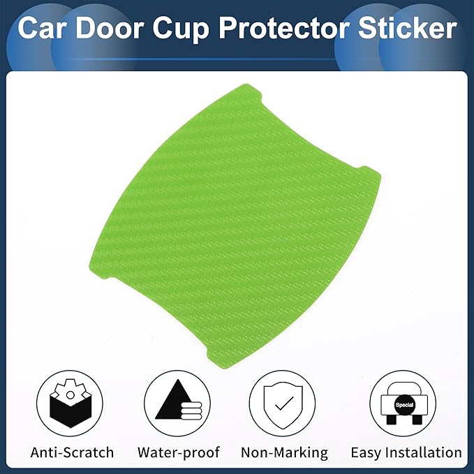 3D Car Door Handle Scratch Protector, 84x94mm Removable Magnetic Car Door Handle Protective Film Green, 4 Pcs