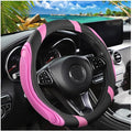 15 Inch Car Leather Steering Wheel Cover, Automotive Accessories Elastic Breathable Anti-Slip Soft Wheel Protector Fits Men and Women, Suitable for SUVs, Trucks, Vehicles and RVs (Pink)