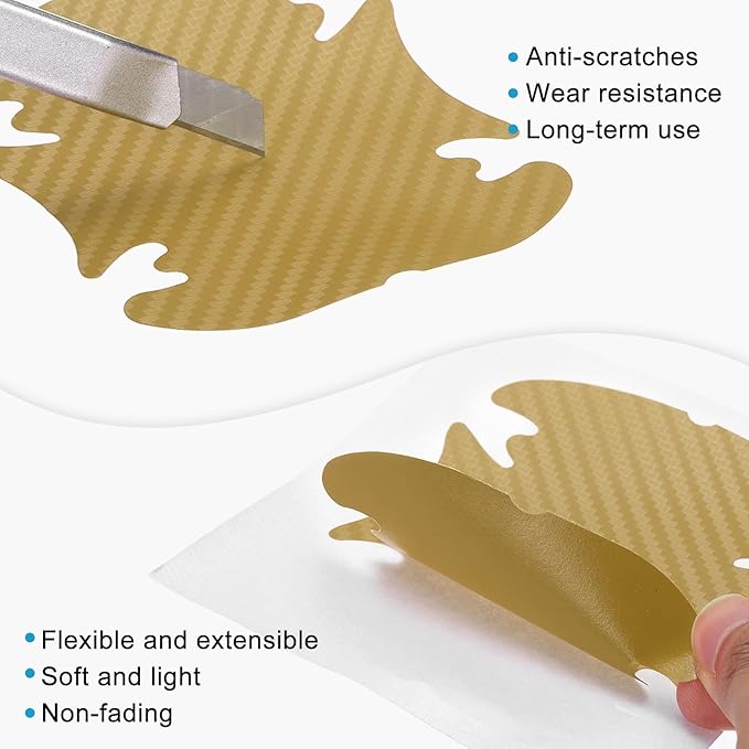 HARFINGTON 4pcs Car Door Handle Scratch Protectors Carbon Fiber Bowl Cover Anti Scratch 3D Sticker Automotive Door Handle Cups Protective Film Bowl Sticker for All Cars, Gold Tone