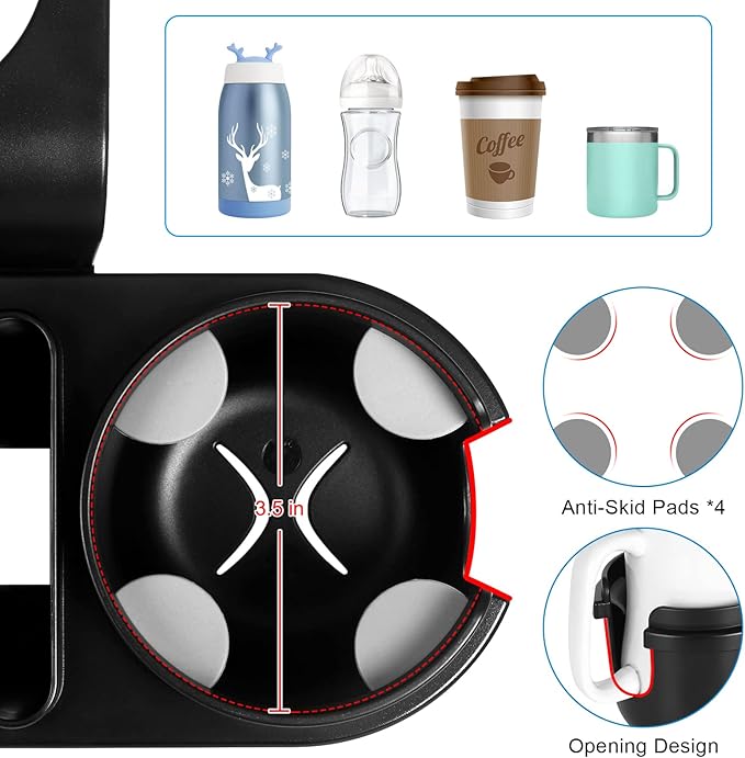 Accmor Car Headrest Backseat Organizer with Cup Holder, 3 in 1 Universal Backseat Car Organizer Tray Hold Bottles, Phone, Snacks, Trash, Non-Slip Grip Clip Car Seat Organizer Tray for Kids Adults