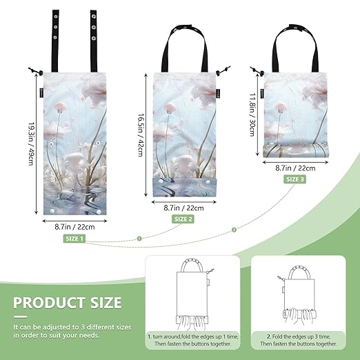 ALAZA Hanging Car Trash Bags Garbage Bag Trash Can for Back Seat Small White Flower Washable Storage Bag Retractable 2 Pack