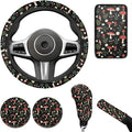 Small Mushroom Car Accessories for Women 6 Pcs Steering Wheel Cover Protector Set Cup Coaster Car Armrest Cover Fits Most Cars Trucks Vans and SUV