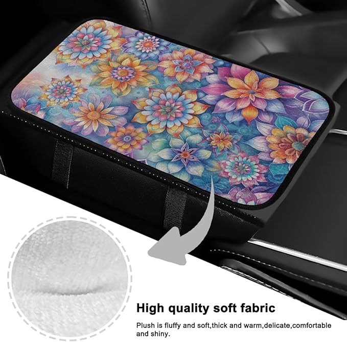 Bulopur Colorful Floral Car Console Covers Arm Rest Cover Car Easy to Install Armrest Console Cover Warmth Armrest Cover Protec 12.01 x 7.28 Inch Universal Armrest Cover Pad