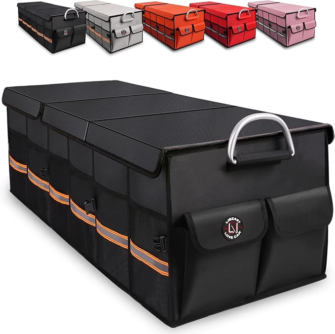 LI LIBZAKI Trunk Organizer Cargo Organizer Trunk Storage Waterproof Collapsible Durable Multi Compartments-((Oversize,Black)
