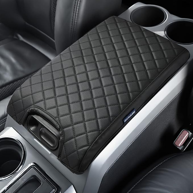 ISSYAUTO Center Console Cover Armrest lid Cover Compatible with 2009-2014 F150, Leather Arm Rest Covering for Car, Well-Make Durable Middle Console Cover Armrest Box Protective Cover