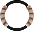 BDK Bear Fur Steering Wheel Cover, Plush Faux Fur Fuzzy Steering Cover for Car Truck Van SUV, Standard Size Fits Wheels 14.5-15 in Diameter, Two Tone Black/Brown with Glitter