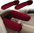 Smeyta 2PC Car Front Seat Armrest Covers,Universal Size Seat Arm Rest Cover,Flat Cloth Fabric Armrest Cover,Car Interior Accessories(Wine Red,1Pair)