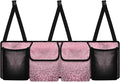 SEANATIVE Shiny Pink Leopard Car Trunk Organizer, Backseat Hanging Organizer with 4 Large Storage Bag Super Capacity -Trunk Organizer for SUV,Truck,Van -Your Space Saving Expert