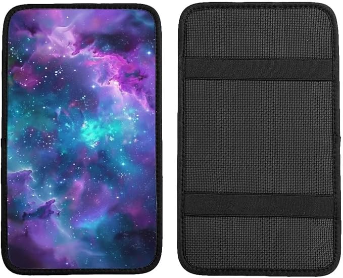 Galaxy Cosmic Car Armrest Cushion Pad Outer Space Center Console Cover Cars Accessories Interior Decor, Nebula Armrest Seat Box Covers Protector