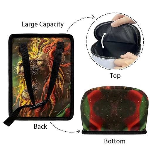 1.2 Gallons Car Trash Cans, Jamaican Rasta Lion Car Trash Can Small, Adjustable Hanging for Tail of Console/Back of Seat, Odor-Free with Zipper Leak-Proof Lid Design, Mini Size for Convenience