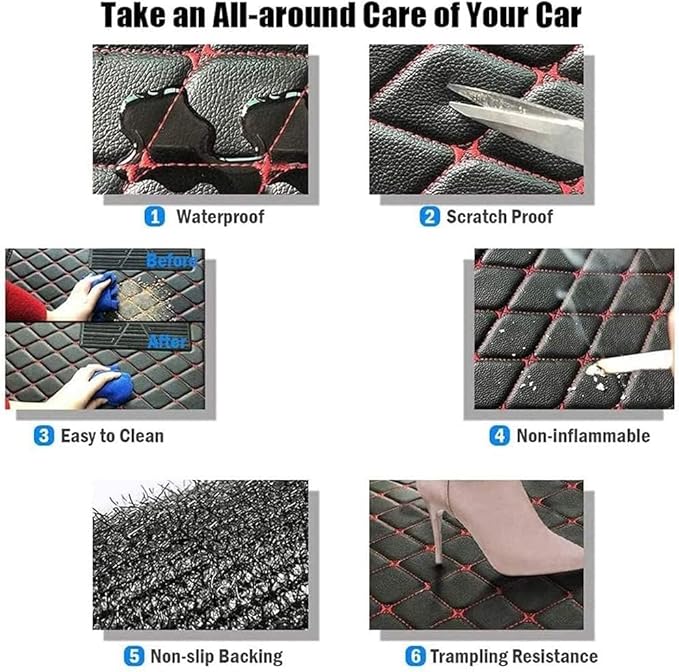 Customize Making Car Floor Mats for 99.99% Sedan SUV Pickup Truck Full Coverage Men Women Cute Leather Protection Pads Non-Slip Floor Liners (White+Elegant Green)