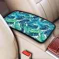 DORKEIXIA Palm Leaves Leaf Tropical Hawaiian Summer Green Auto Center Console Armrest Pad Universal Car Center Console Cover Seat Box Cover for Sedan, Van, SUV, Truck Car Accessorie
