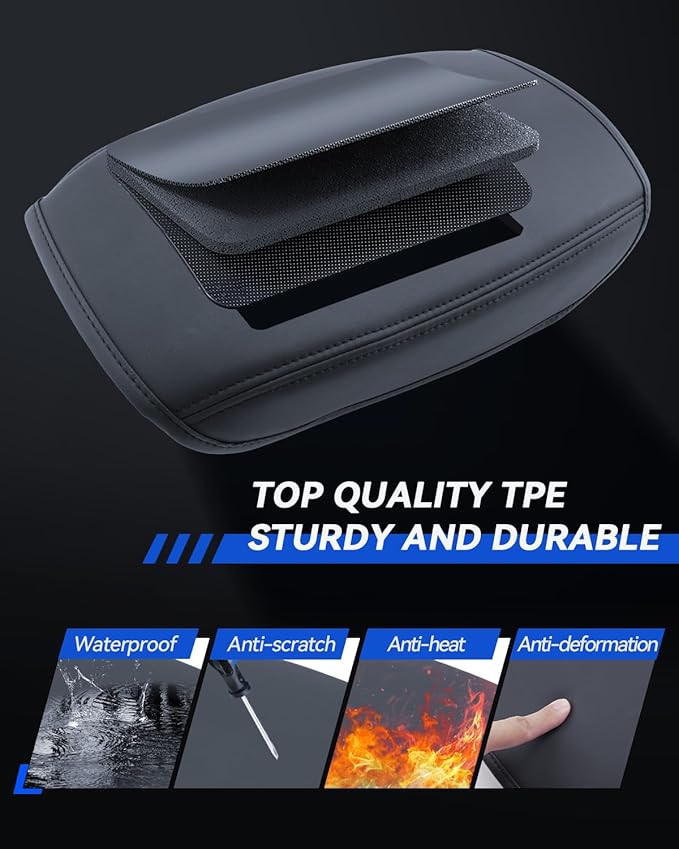 Armrest Cover for 2024 2025 Ford Ranger (XL/XLT/Lariat/Raptor) Accessories Center Console Middle Lid Pad Protector for Car Elbow Rest