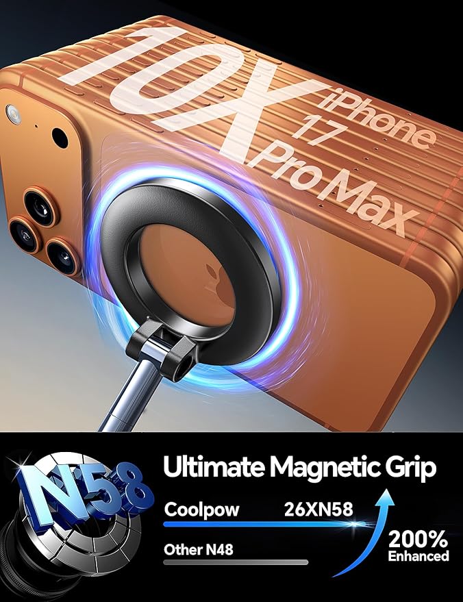 Coolpow【Newest Vacuum Magnetic Phone Holder for Car Phone Holder Mount【Movable Vacuum Suction】 Magsafe Car Mount Cell Phone Holders for Your Car Accessories Interior for Women Men for iPhone 17 16 15