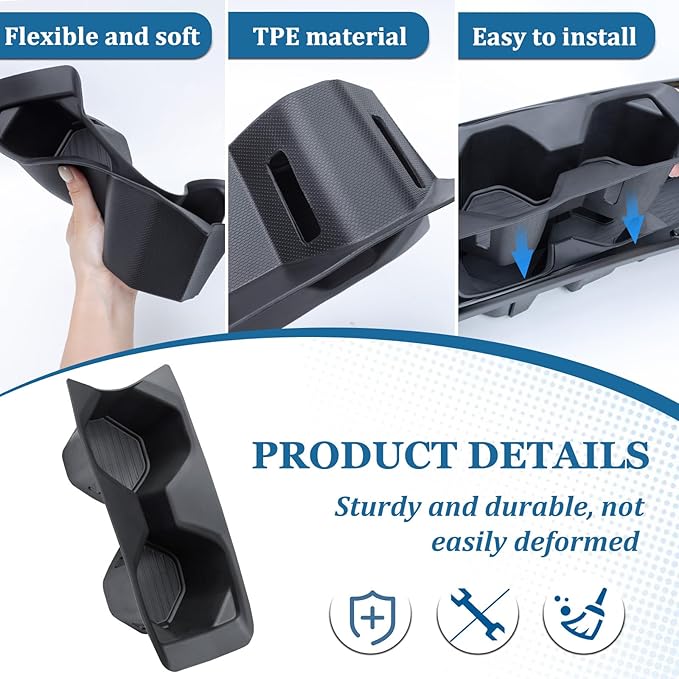 TOPINSTALL TPE Anti-Slip Cup Holder Insert Compatible with 2025 2026 Toyota Camry (XSE/XLE/SE/LE), Center Console Shock-Absorbing Cup Holder Drink Organizer for 9th Gen Camry Interior Accessory Black