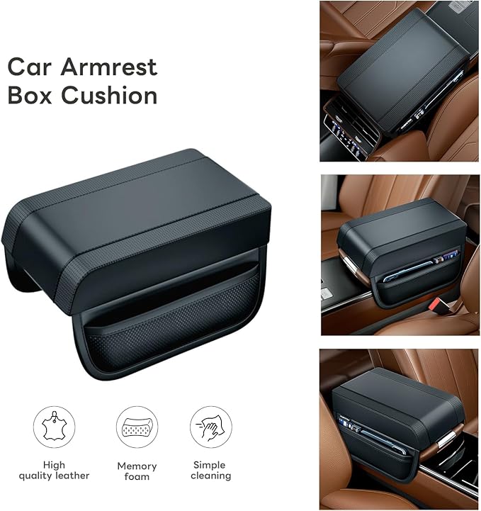 Civenhhd Car Armrest Pad, Universal Armrest Cushion Pad, Leather Armrest Box Pad